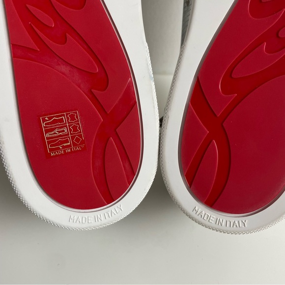 Christian Louboutin Low Sneaker Vieira 2 Spike Men 45.5 Silver Glittered Leather - Picture 12 of 15